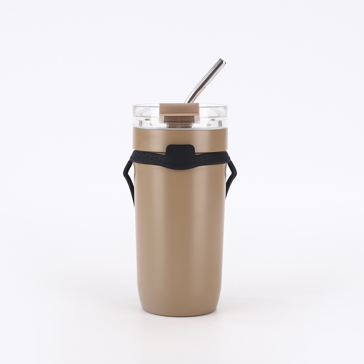 Taza de automóvil de acero inoxidable de Amazon simple taza de aislamiento térmico de doble capa de gran capacidad portátil de mano taza de agua de paja de vacío