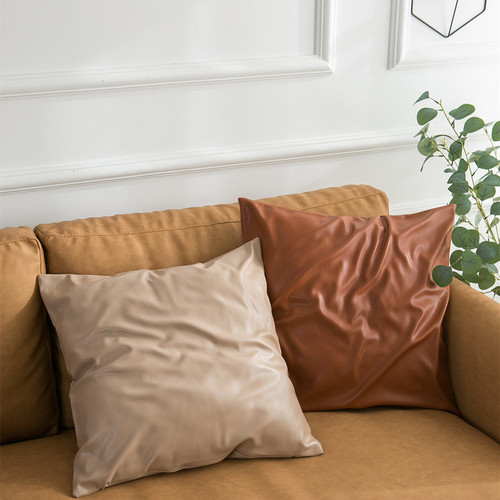 Soft imitation cowhide, light luxury pillowcase leather texture, lumbar pillow, living room sofa, technology cloth cushion, imitation leather cushion