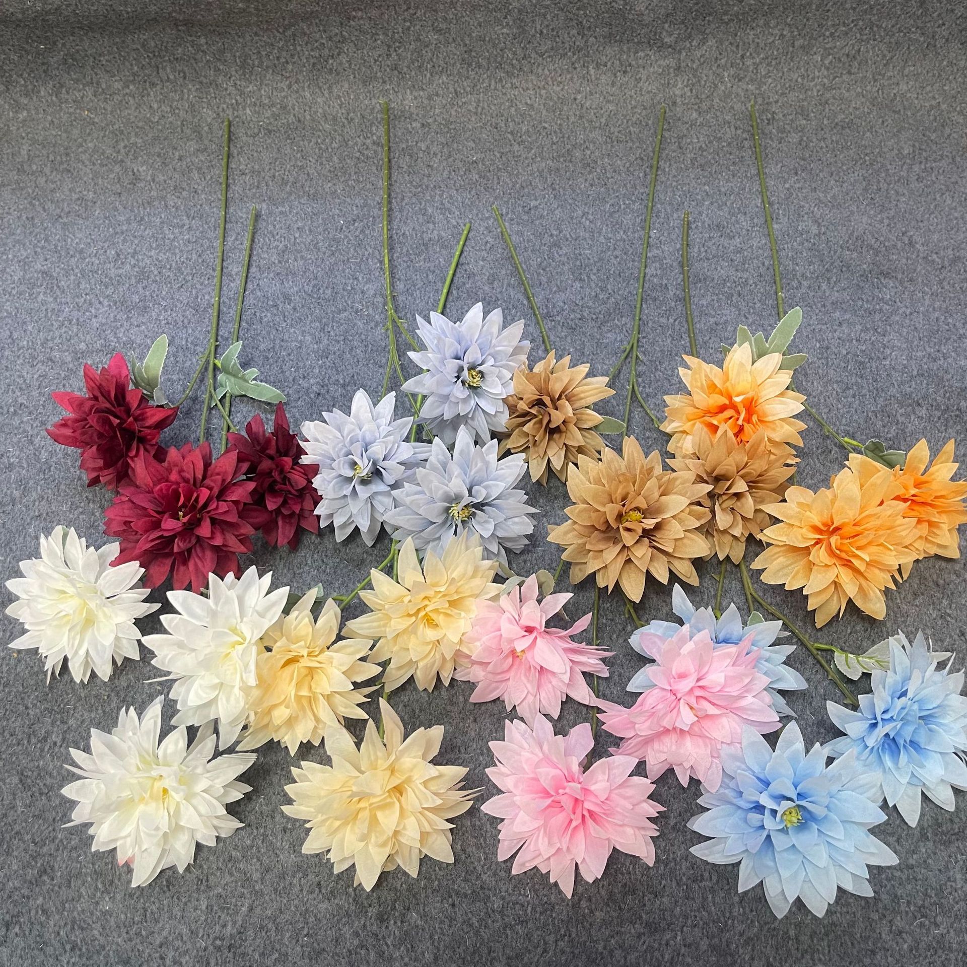 Wedding venue decoration, simulated flower arrangements, three-branch camellia, linear floral design