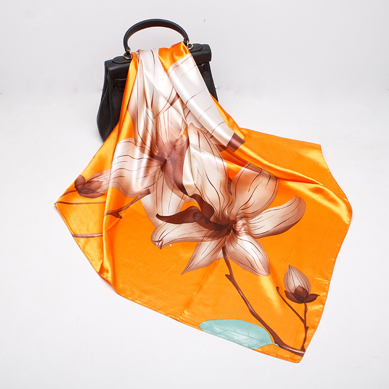 Floral Pink Red Printed Scarf For Women 90cm Large Square Scarf European And American Headscarf_voghion.com