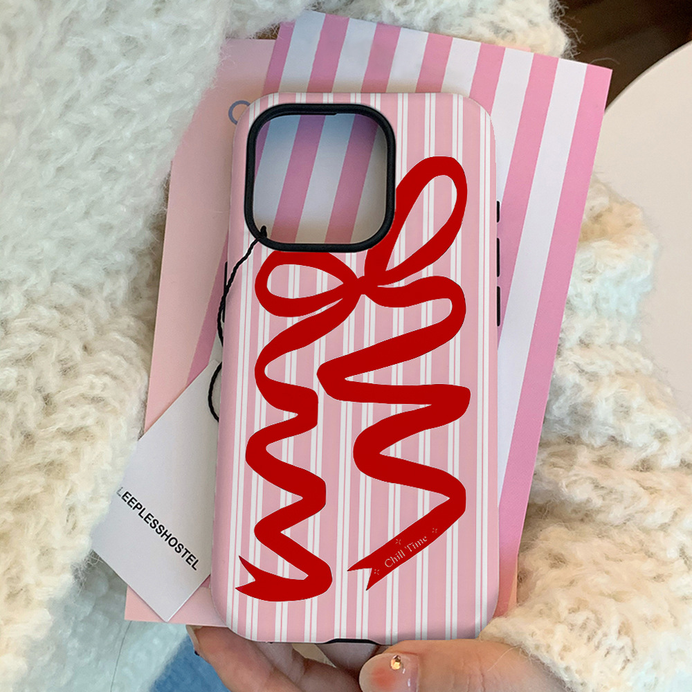 Bow Pink Frosted Dwa w jednym obudowie dla Max iPhone 11 12 14 Pro