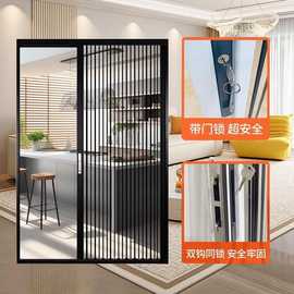 防蚊门铝合金金刚网折叠纱门伸缩推拉式纱窗门金钢网折防盗纱门