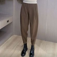 2025毛呢裤子女秋冬新款高腰立体剪裁宽松显瘦萝卜裤哈伦裤休闲裤