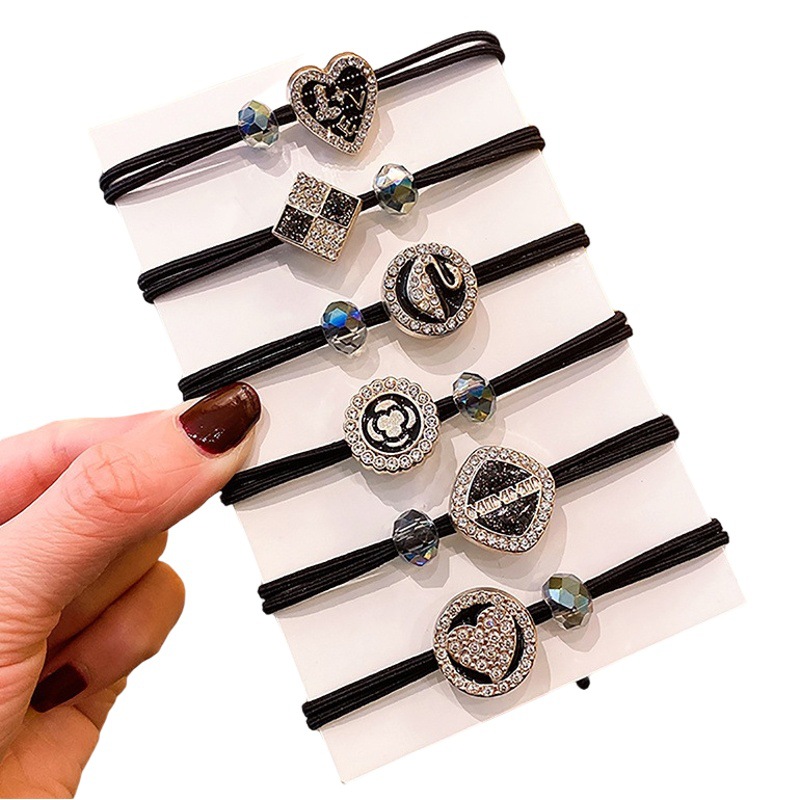 Estilo coreano de alta calidad rhinestone banda de pelo de la cuerda del pelo al por mayor niñas corbata de pelo banda de goma femenina Cristal pequeña joyería accesorios para el cabello