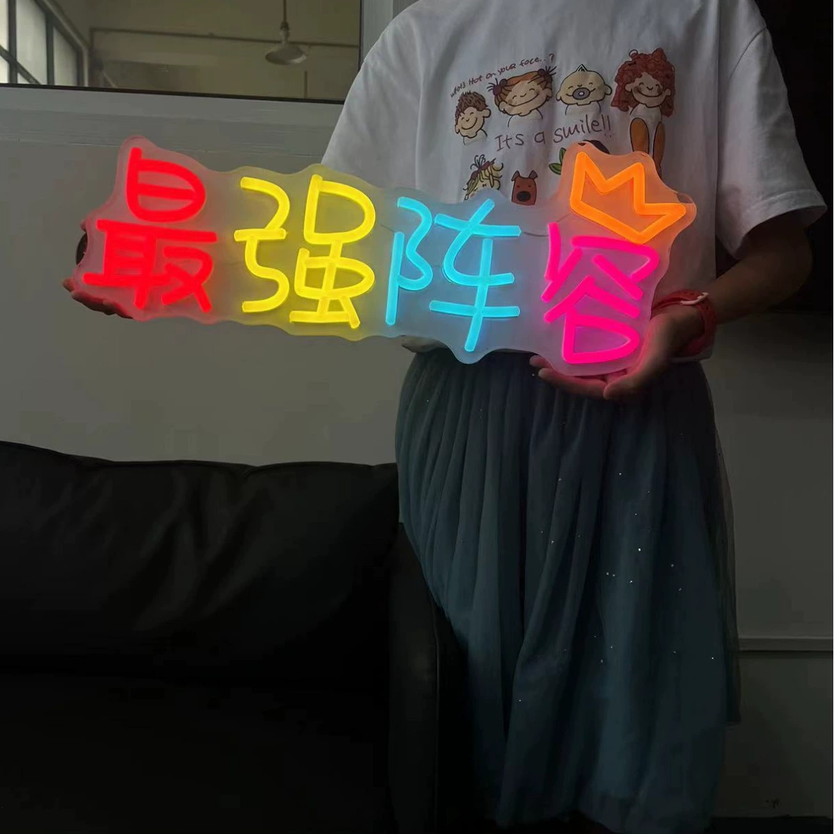 Neon light hand-held fan sign for celebrity concert fans' support light sign ins glowing birthday LED sign