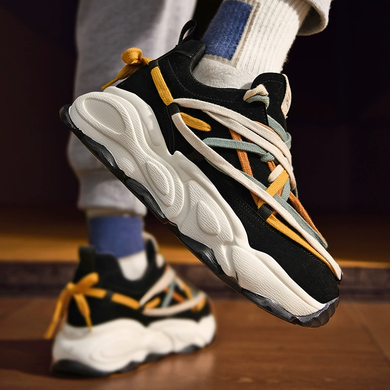 Обувь папы мужской 2025 новый модный показ кроссовок корейская версия тренда толстая подошва увеличила парную обувь повседневная мужская обувь