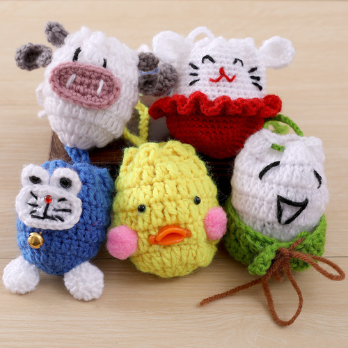 Large size chicken and duck egg long lanyard Beginning of Summer egg bag hand-crocheted Dragon Boat Festival small egg net cartoon doll egg bag