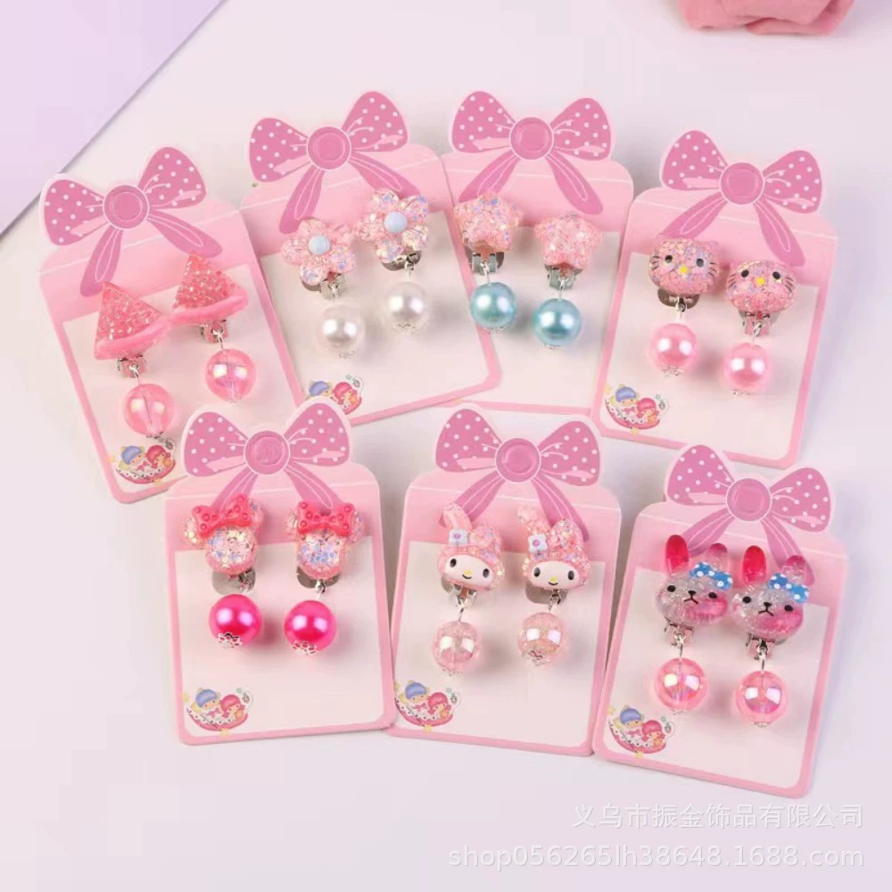 Children's cute ear clips, earrings, 7 pair, no pierced ears, DIY