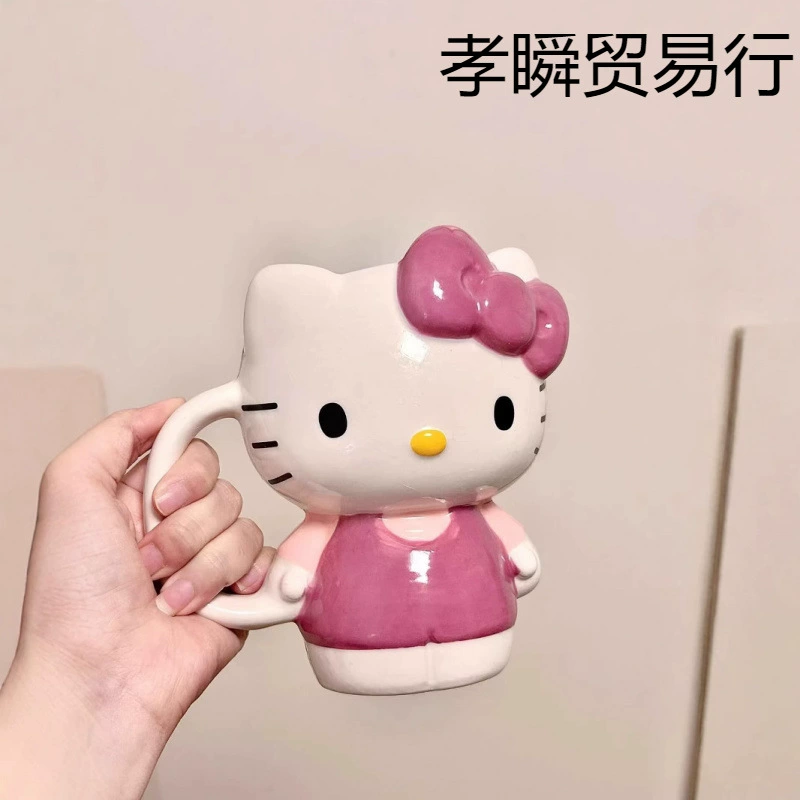 Керамическая кружка HelloKitty, кружка Кэти, креативная кружка с принтом, мультяшная милая кружка, большая вместимость