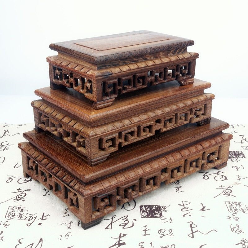 Rosewood carving crafts, ornamental stone, chicken-wing wood stand, solid wood flower pot rectangular base, vase ornament base