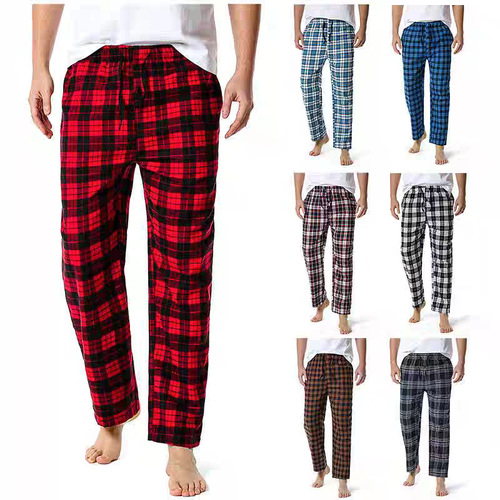 Men's Pure Cotton Pajama Pants - Long Spring and Autumn 2025 Pure Cotton Loose Plus Size Plaid High-Quality Outerwear Home Pants