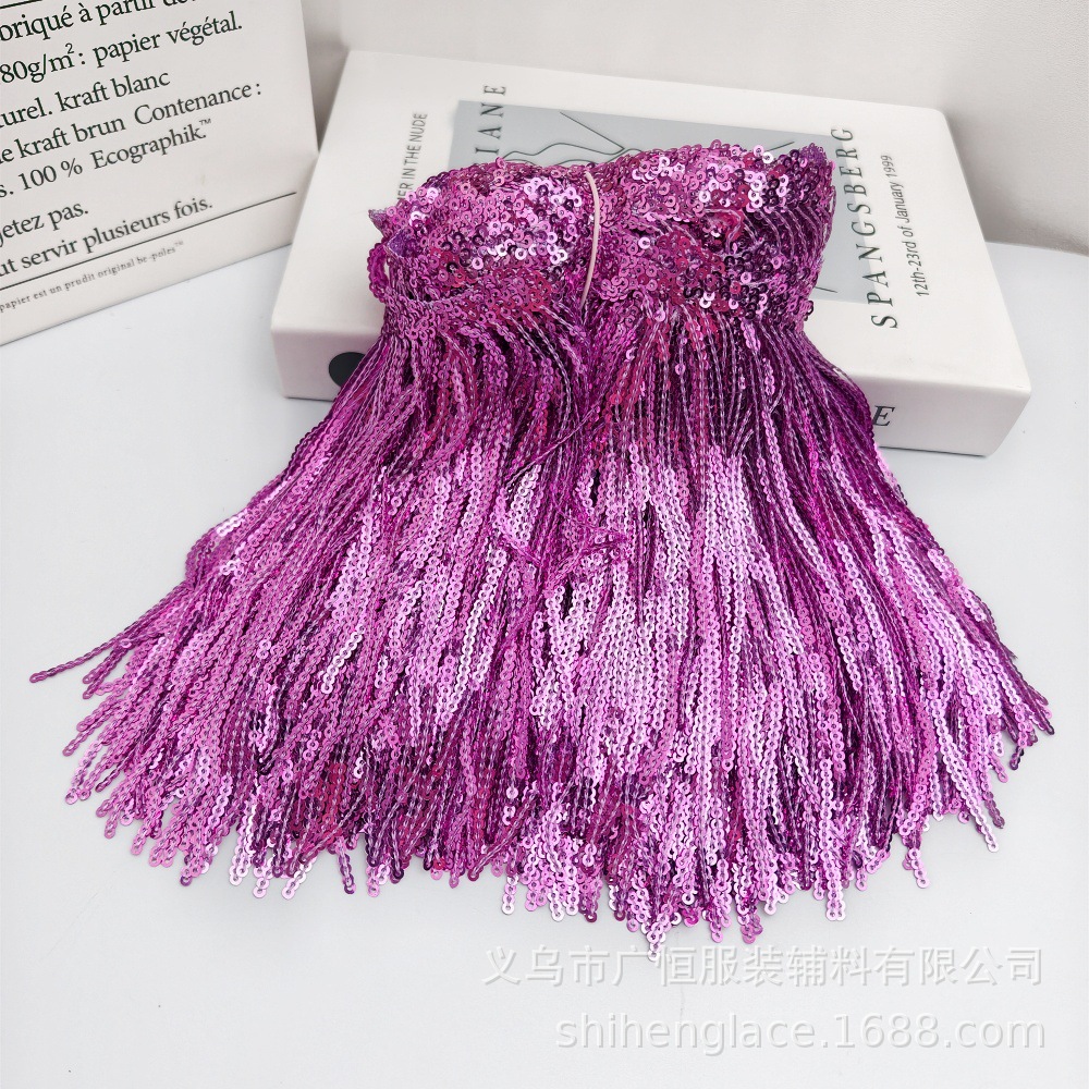 Accesorios de Encaje con Flecos de Lentejuelas Bordadas con Borde de Pico de Montaña de 17 cm y 35 Colores para Disfraces de Danza Latina, Zapatos y Bolsos
