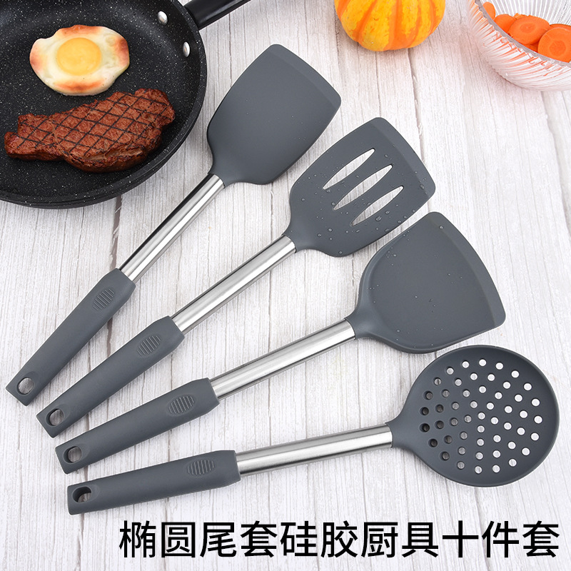 Silicone Kitchen Utensils 10-Piece Set Cooking Heat-Resistant Spatulas, Knives and Scoops Food-Grade Silicone Kitchen Tools Spatula and Scraper Set