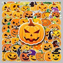 50张万圣节南瓜手账贴纸恐怖鬼脸手机壳笔记本奶茶杯贴画装饰防水