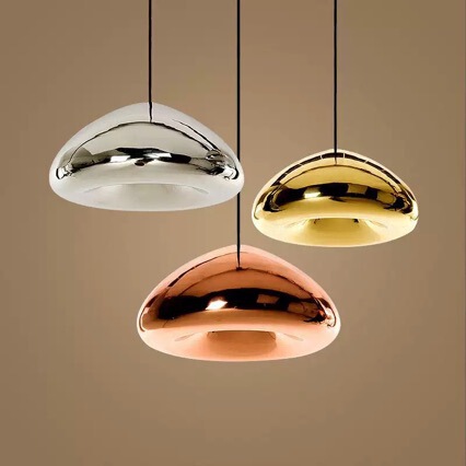 Nordic bread glass chandelier, creative modern minimalist bar and cafe lighting in gold, silver, and antique bronze bowl glass design