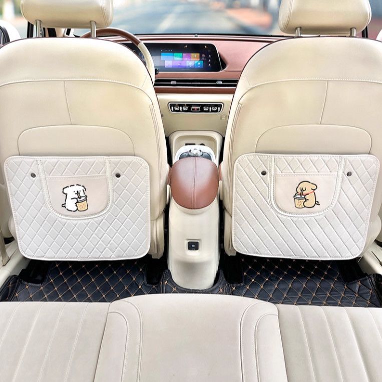 Cute Car Anti-Kick Mat, Universal Rear Seat Anti-Wear Mat, Car Cartoon Seat Protector, Children's Car Back Seat Storage