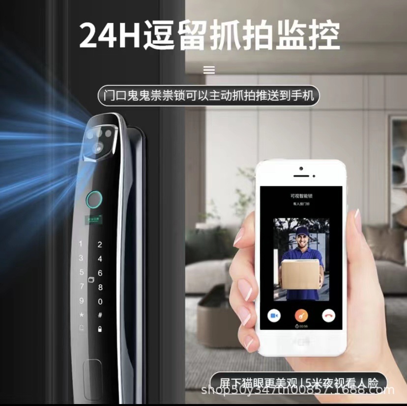 Graffiti transfronterizo Tuya cerradura inteligente cara visible automática cerradura de huellas digitales inteligente cerradura doméstica desbloqueo remoto APP