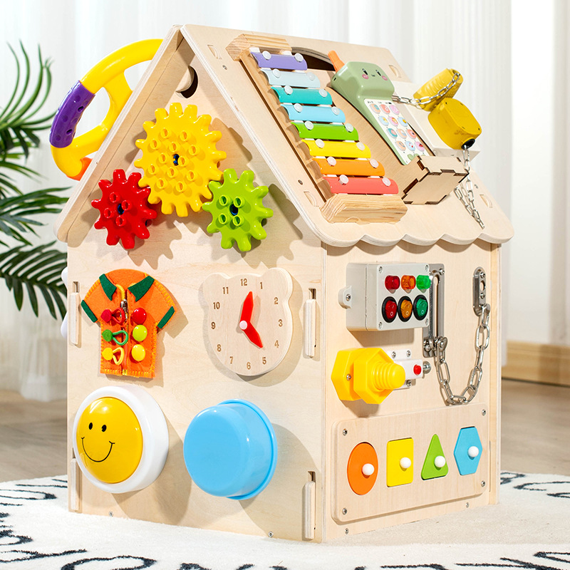 Nueva caja de madera Montessori para niños, caja de actividades de seis lados, caja del tesoro, caja multifuncional para que los bebés usen sus manos y su cerebro para jugar y desarrollar su inteligencia. image 6