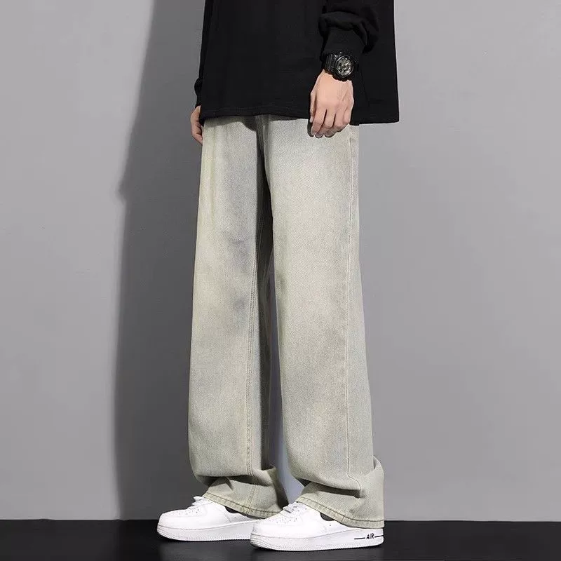 Осенние тёплые джинсы demi-season, casual брюки, американский стиль, свободный прямой крой