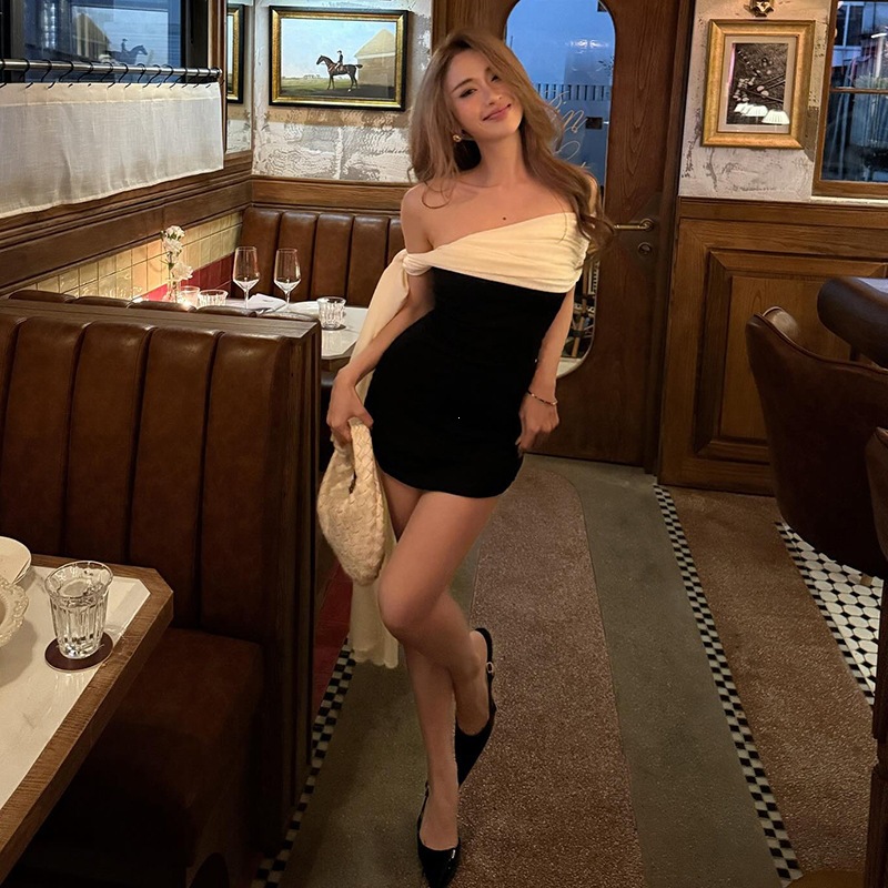 2026 European and American Cross-Border New Fashion Pure Desire Design Strapless Dress with Ribbons, Sexy and Elegant Style for Women