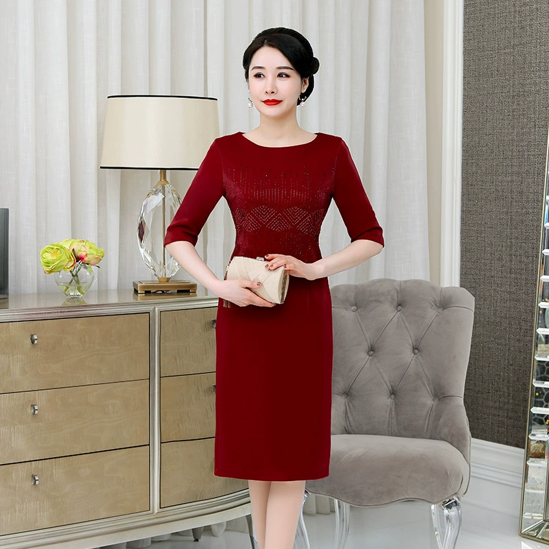 Весенне-летняя свадебная одежда с половиной рукавов для невест и мам среднего и пожилого возраста, элегантная старая женщина, эластичный перламутровый атласный цельный комплект, Прямая доставка