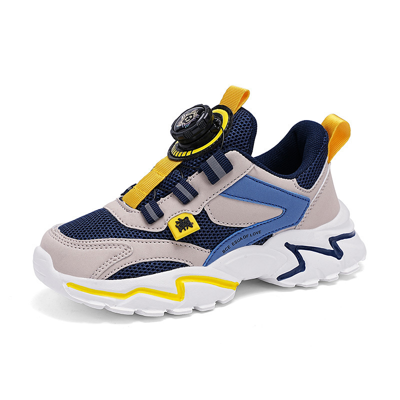 Zapatos para niños 2024 primavera malla transpirable nuevo estilo zapatos deportivos para niños medianos y grandes zapatos deportivos para niños con hebilla giratoria para niños marea