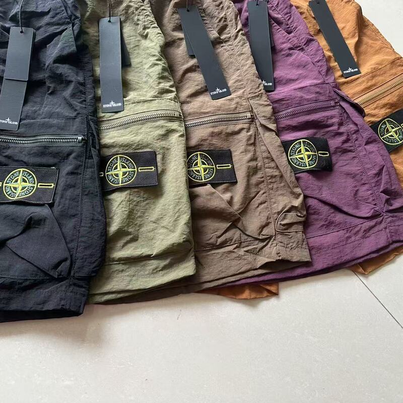 Cross-Border Am New Summer Style Stone Island Workwear Shorts for Men and Women, Functional Style with Badges, Versatile