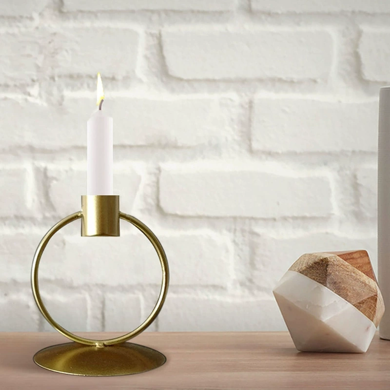 Brass round black candlestick