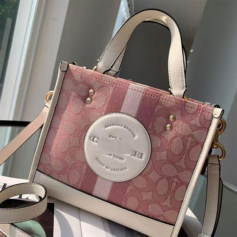Coach C Home 2025 New Dempsey Canvas Tote Bag Classic Printed Satchel Crossbody Shoulder Shopping Bag