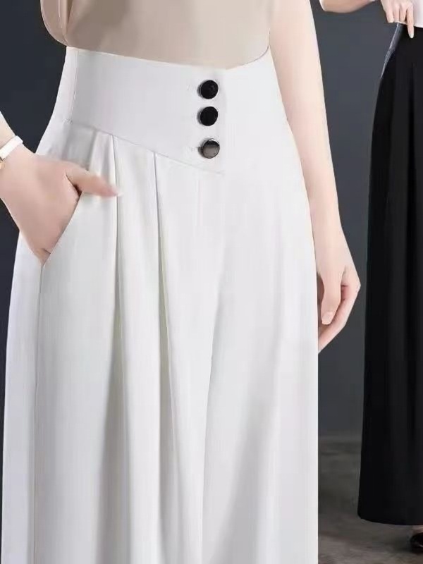 夏季薄款雪纺宽松拖地长裤子垂感妈妈裙裤冰丝阔腿裤女2025年新款|undefined