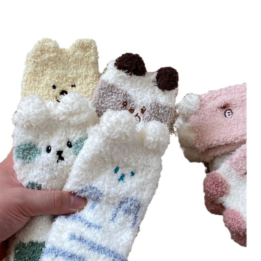 Calcetines de Piso de Felpa Media Caña de Poliéster Cálidos y Absorbentes para Casa image 6
