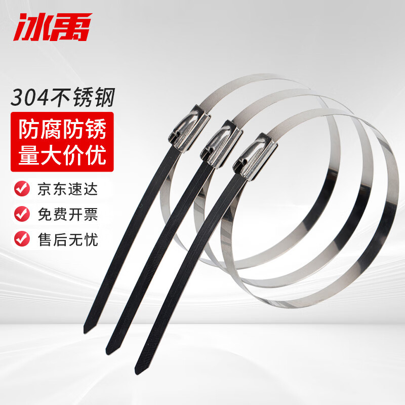 冰禹 304不锈钢自锁式扎带 7.9*500mm(30条) 铭牌机械设备捆绑金