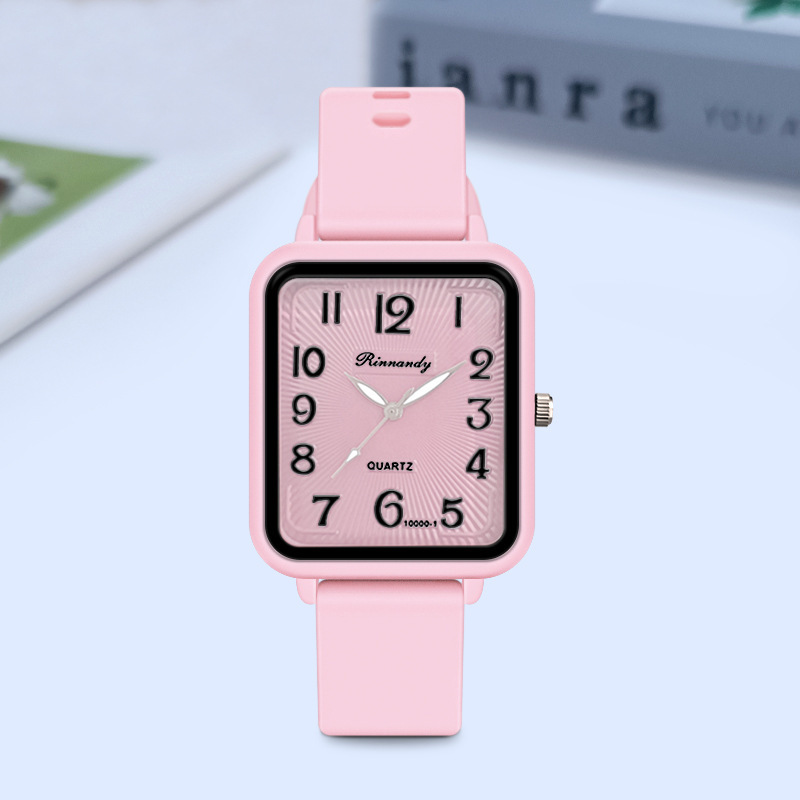 Foreign trade new fashion simple silicone strap girls' watch student casual square Digital women's quartz watch