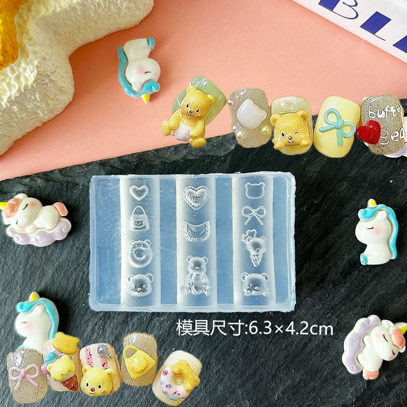 Molde de manicura amor arco en relieve flor ornamentos molde abrasivo alta permeabilidad estereoscópica DIY decoración molde de silicona