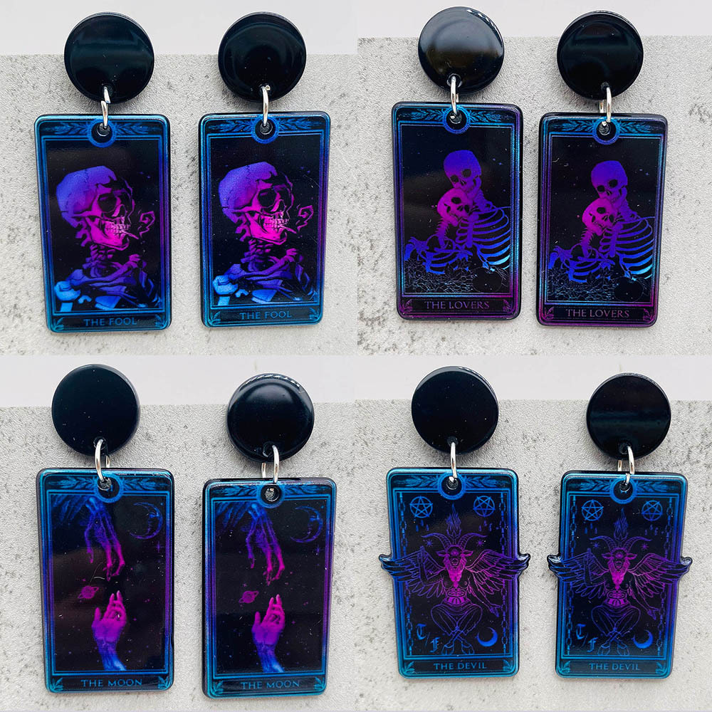 12g Weight Drop Earrings Classification 1 Pair Quantity 1 Pair Funny Cartoon Character Skull Arylic Drop Earrings