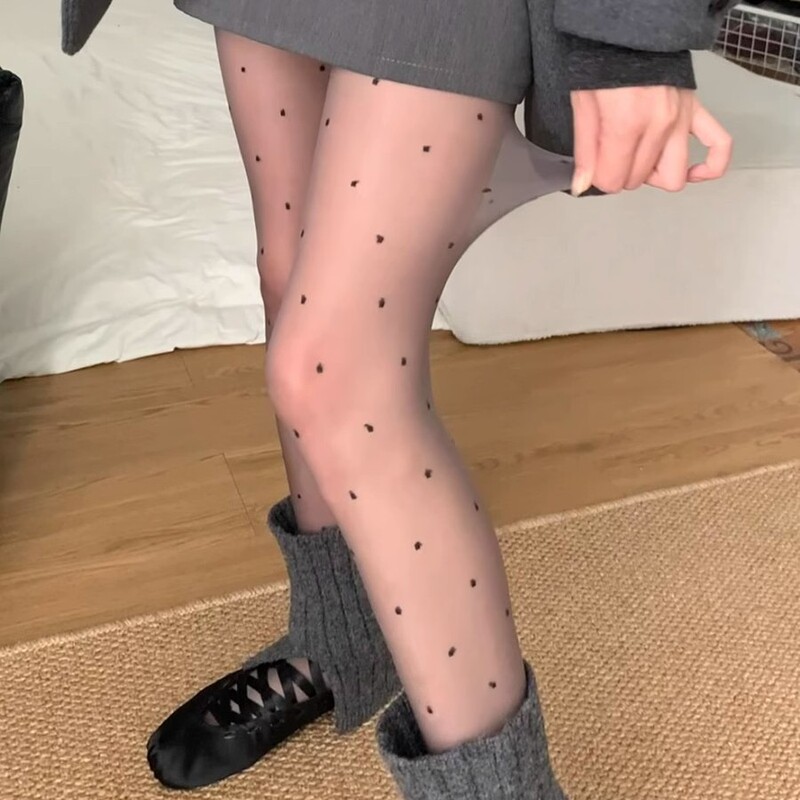 Polka Dot Black Silk 0D Stockings Transparent Pantyhose Spring and Summer 0D Ultra-Thin High Transparent White Stockings Any Cut Leggings