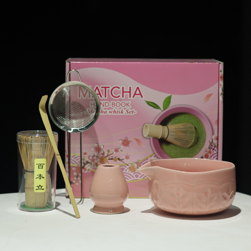 MATCHA跨境专供多款新品陶瓷5件套抹茶碗带嘴宋代点茶茶筅工具套|undefined