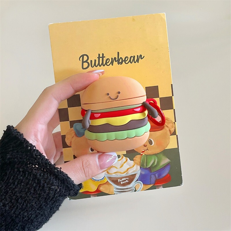 Cute Hamburger Expression Protective Case Suitable for AirPods Pro 3Rd Generation, 4Th Generation, Pro 2Nd Generation Apple Bluetooth Earphone Case Cute Hamburger Expression Protective Case Suitable for AirPods Pro 3Rd Generation, 4Th Generation, Pro 2Nd Generation Apple Bluetooth Earphone Case