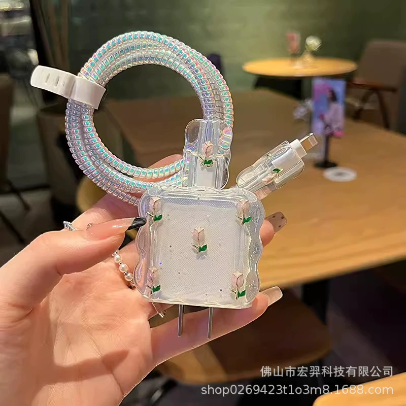 Тюльпан клей подходит для Apple 16promax для 20W анти-складки кабель для передачи данных 15/14 iPhone защитный чехол