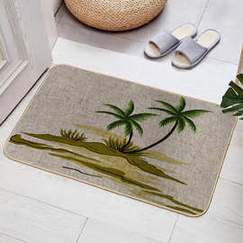 157-192入户门垫橡胶防滑垫毯吸水玄关耐磨耐用款小清新亚麻地垫