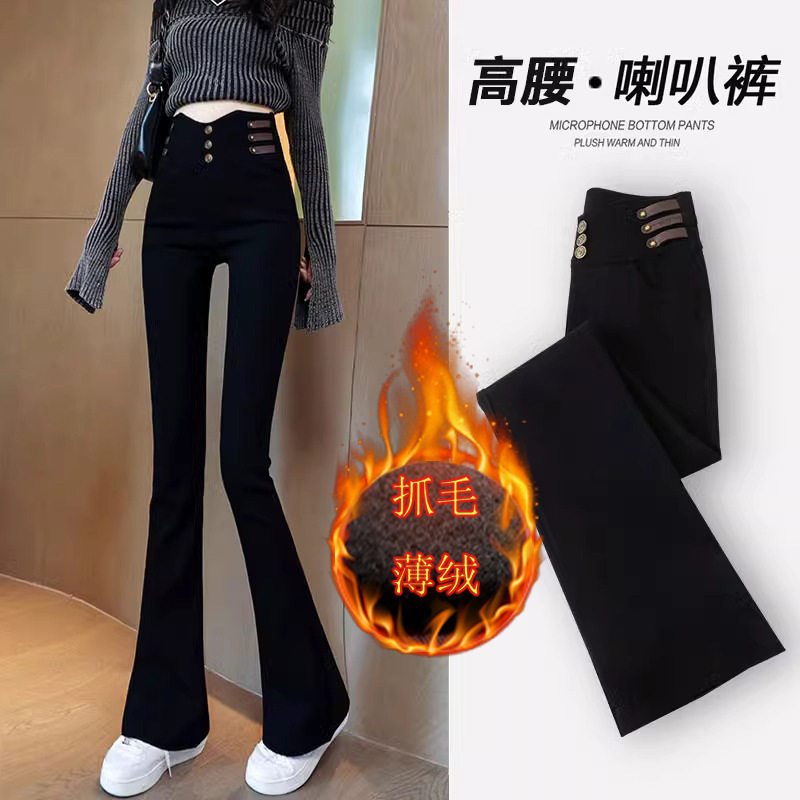 블랙 [바지] 플리스 벨벳