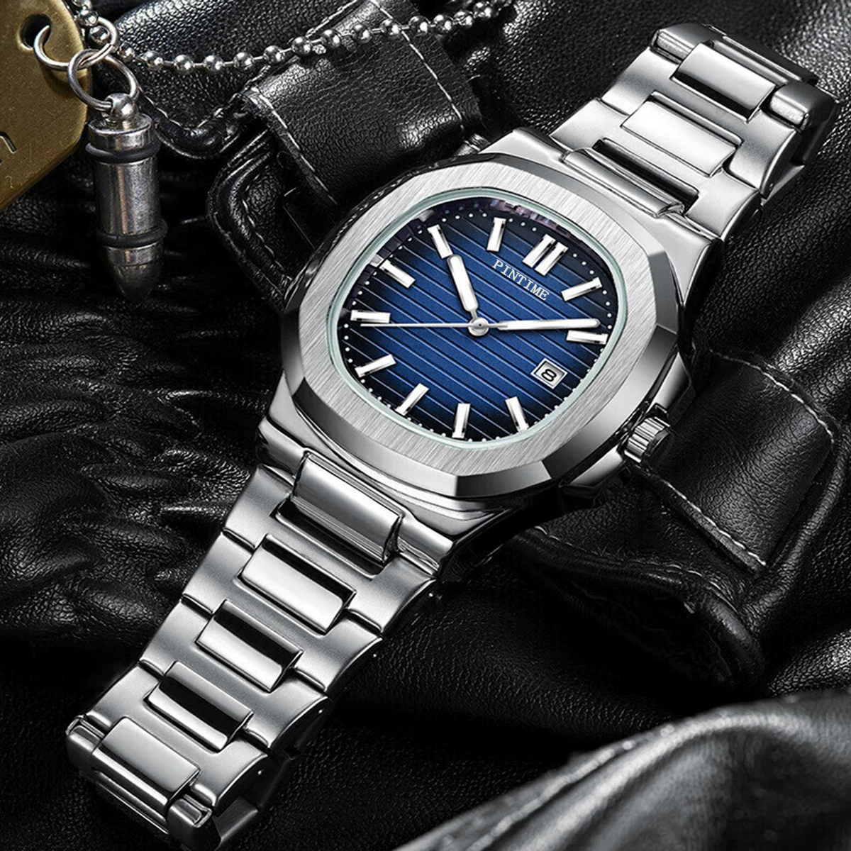 Pintime/Во время пина, прямой эфир Douyin Kuaishou взрыв нержавеющая сталь посылка автоматические механические наручные часы мужские оптом