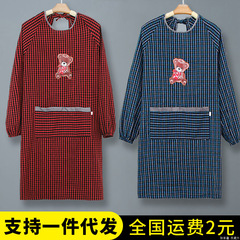 Durable, Long-Sleeve Apron in Coarse Cotton Fabric – Wear-Resistant Workwear for Women, Men, and Households; Extra-Large Kitchen & Workplace Uniform with Reversible Design