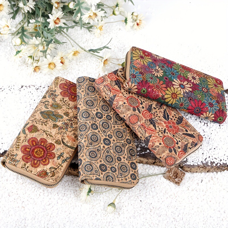 Cross-Border Bohemian Style Multi-Functional Retro Wood Grain Women's Mid-Length Multi-Card Slot Wallet Buckle Hand Wallet