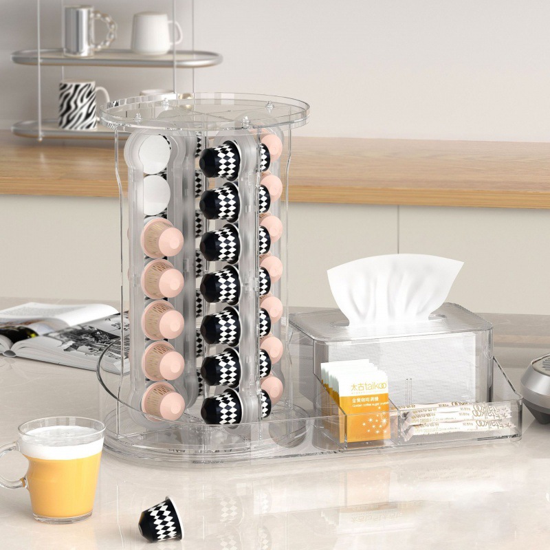 Almacenamiento de café en cápsulas Nespresso Estante de café de Starbucks Automático giratorio sala de té multifuncional
