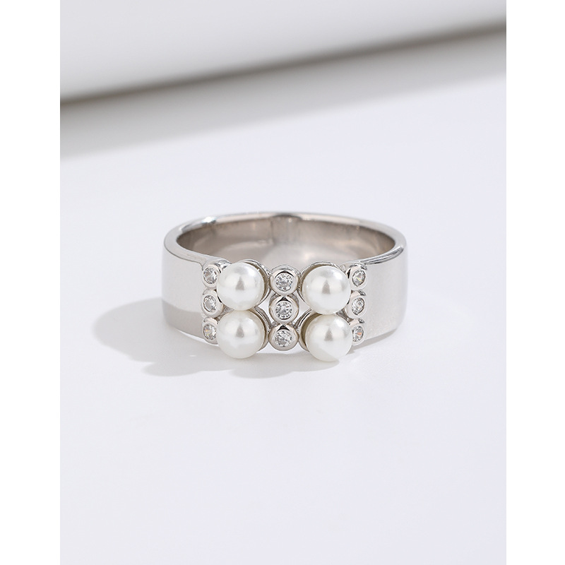 Anillo de perlas de plata esterlina 925 diseño de nicho femenino 2023 nuevo Anillo de dedo índice popular simple anillo de sentido alto
