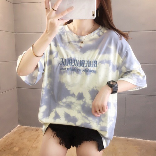 144 Women's Short Sleeve T-Shirt Half Sleeve Loose Student Letter Neutral Couple Top