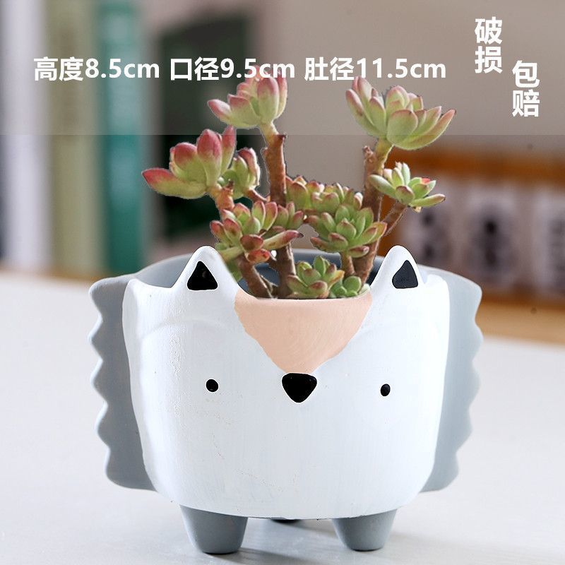 Macetas de cerámica para suculentas con diseño de animales de dibujos animados, pequeño tamaño, para estante de flores en casa, suministro al por mayor