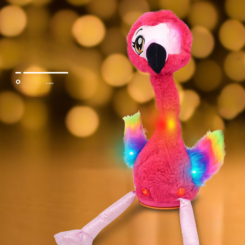 Cross-border new gorgeous flamingo electric talking and singing pop-up doll gift for girls' birthday