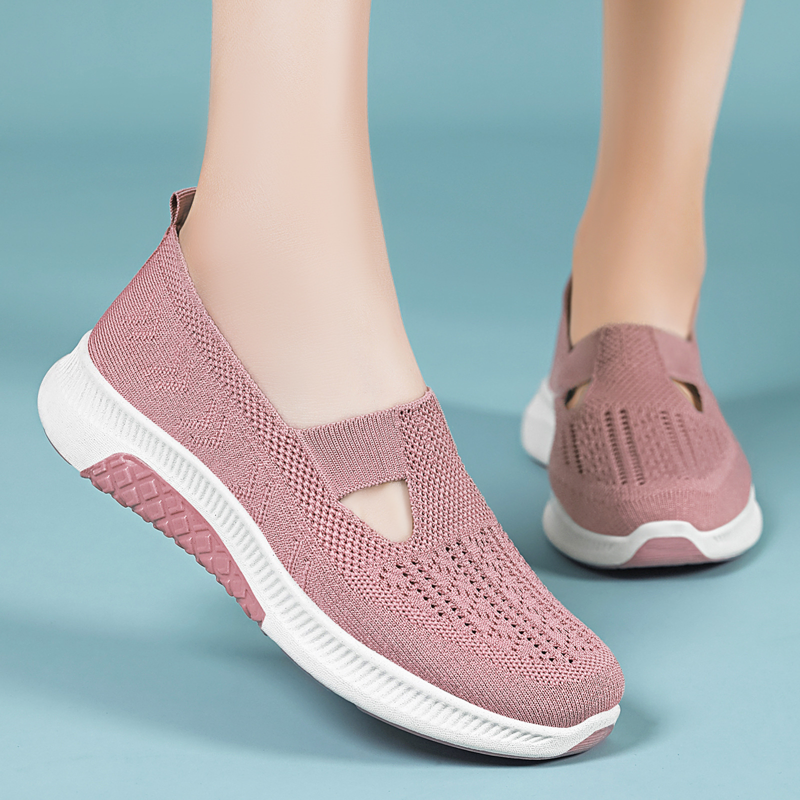 Zapatos de mujer transfronterizos explosivos zapatos de mujer zapatos casuales de tejido superficial zapatos de tela cómodos zapatos de malla transpirables ligeros zapatos únicos